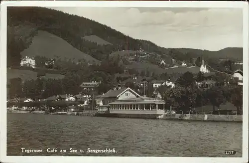 Tegernsee Cafe am See mit Sengerschloss Kat. Tegernsee