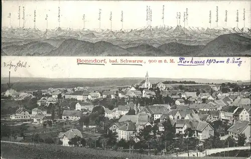 Bonndorf Schwarzwald Panorama mit Schweizer Alpen Kat. Bonndorf