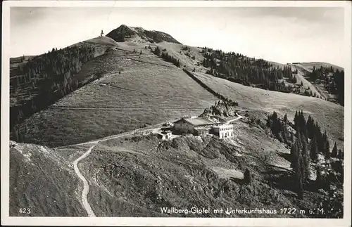 Tegernsee Wallberg Gipfel mit Unterkunftshaus Bergkapelle Kat. Tegernsee