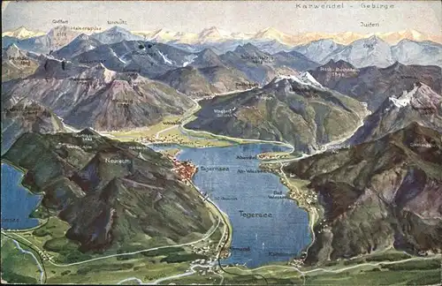Tegernsee uebersichtskarte und Umgebung Karwendelgebirge Kat. Tegernsee