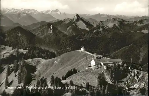 Tegernsee Wallberghotel mit Zugspitze Bergkapelle Fliegeraufnahme Kat. Tegernsee