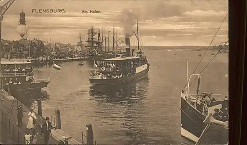 Hafenanlagen Flensburg Dampfschiff Kat. Schiffe
