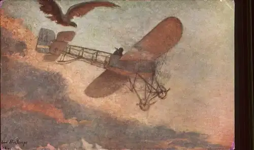 Kuenstlerkarte Printemge Segelflugzeug Adler Kat. Kuenstlerkarte