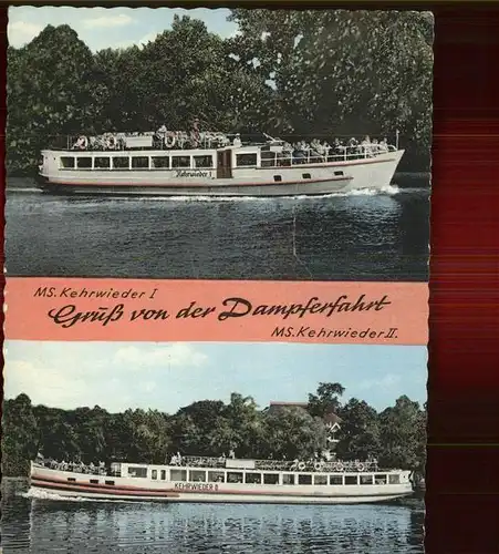 Dampfer Binnenschifffahrt MS. Kehrwieder I & II Kat. Schiffe