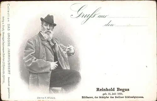 Kuenstlerkarte Reinhold Begas Bildhauer Schlossbrunnen Berlin Kat. Kuenstlerkarte
