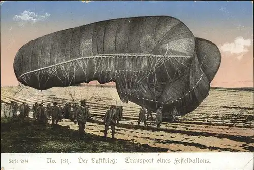 Heissluftballon Fesselballon Transport Luftkrieg Kat. Flug
