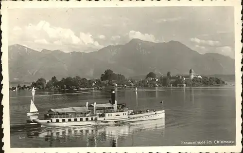 Dampfer Seitenrad Fraueninsel Chiemsee Kat. Schiffe