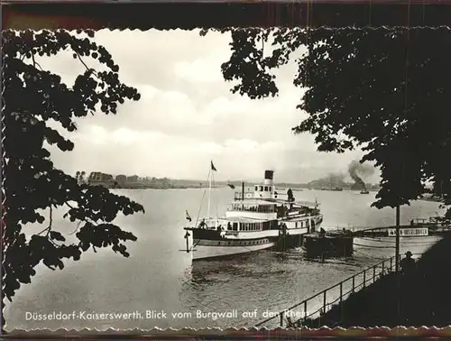 Dampfer Seitenrad Duesseldorf Kaiserwerth Burgwall Rhein Kat. Schiffe