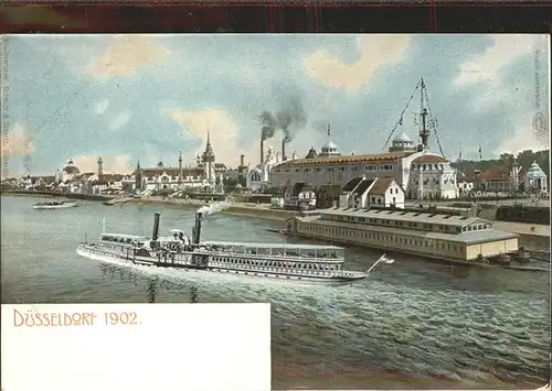 Dampfer Seitenrad Duesseldorf 1902 Ausstellung Kat. Schiffe