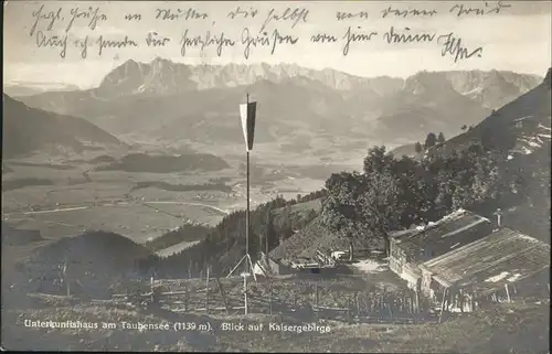 Taubensee Unterkunftshaus Blick auf Kaisergebirge Berghuette Kat. Ramsau b.Berchtesgaden