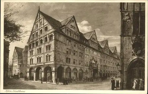 Koeln Rhein Stadthaus Kuenstlerkarte nach einem Gemaelde von Paul Geissler Kat. Koeln