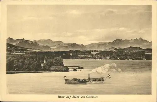 Stock Rosenheim Oberbayern Panorama Chiemsee Dampfer Alpenblick Kat. Breitbrunn a.Chiemsee