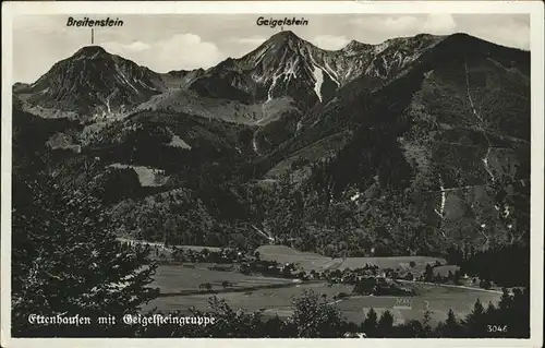 Ettenhausen Schleching mit Geigelsteingruppe Breitenstein Chiemgauer Alpen Kat. Schleching