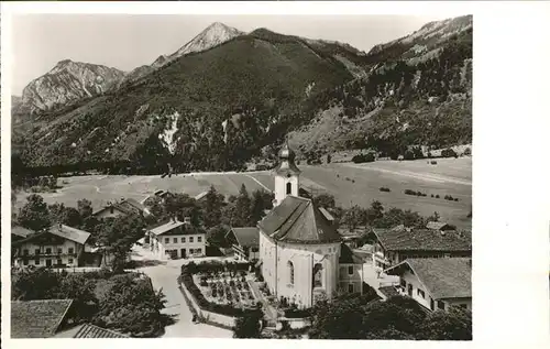 Schleching Dorfpartie Kirche Breitenstein Geigelstein Chiemgauer Alpen Kat. Schleching