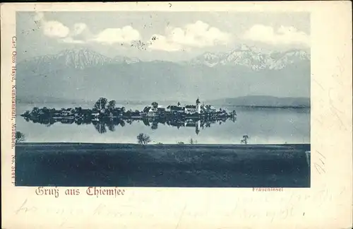 Fraueninsel Chiemsee mit Kloster Frauenwoerth Chiemgauer Alpen Kat. Chiemsee