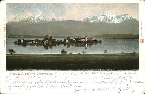 Fraueninsel Chiemsee mit Kloster Frauenwoerth Chiemgauer Alpen Kat. Chiemsee