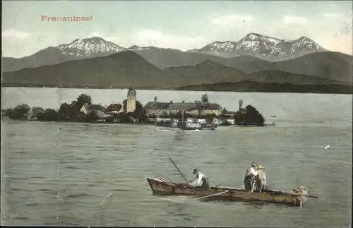 Fraueninsel Chiemsee mit Kloster Frauenwoerth Chiemgauer Alpen Kat. Chiemsee