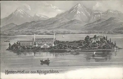 Prien Chiemsee Koenigliches Schloss Herrenchiemsee Herreninsel Chiemgauer Alpen Kat. Prien a.Chiemsee