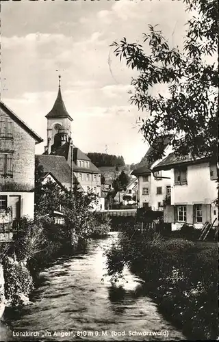 Lenzkirch Partie "Im Angel" Bach Kirche Heilklimatischer Kurort Kat. Lenzkirch