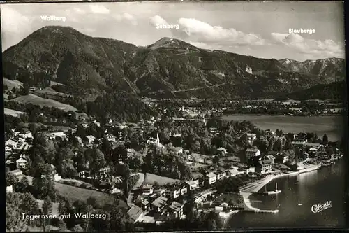 Tegernsee Panorama mit Wallberg Setzberg Blauberge Chiemgauer Alpen Fliegeraufnahme Kat. Tegernsee