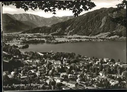 Tegernsee Panorama mit Blaubergen Chiemgauer Alpen Kat. Tegernsee