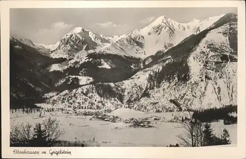 Ettenhausen Schleching Panorama mit Geigelstein Chiemgauer Alpen im Winter Kat. Schleching