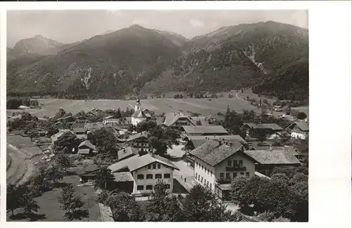 Schleching Ortsansicht mit Kirche Gasthof Geigelstein Chiemgauer Alpen Kat. Schleching