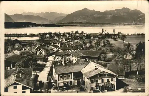 Chieming Chiemsee Ortsansicht mit Strandbad Chiemgauer Alpen / Chieming /Traunstein LKR