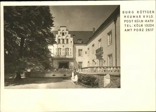 Rath Heumar Burg Roettgen Schloss Kat. Koeln