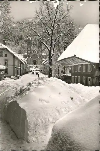 Todtnau Schwarzwald Kirche Strasse Wohnhaus tief verschneit Kat. Todtnau