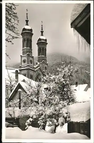 Todtnau Schwarzwald Kirche im Schnee Kat. Todtnau