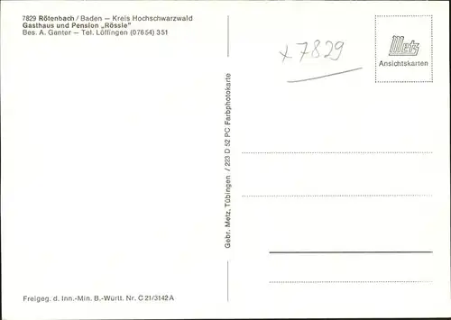 Roetenbach Baden Fliegeraufnahme Gasthaus Pension Roessle Kat. Friedenweiler