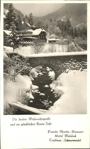 Todtnau Schwarzwald Hotel Waldeck Martein Bernauer Weihnachtskarte Kat. Todtnau