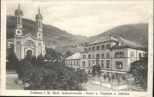Todtnau Schwarzwald Kirche Hotel Pension Zum Ochsen Kat. Todtnau
