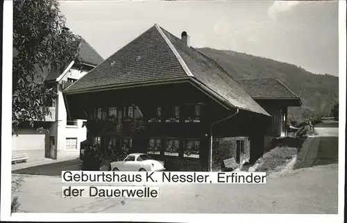 Todtnau Schwarzwald Geburtshau K.Nessler Erfinder der Dauerwelle Auto Holzhaus Kat. Todtnau