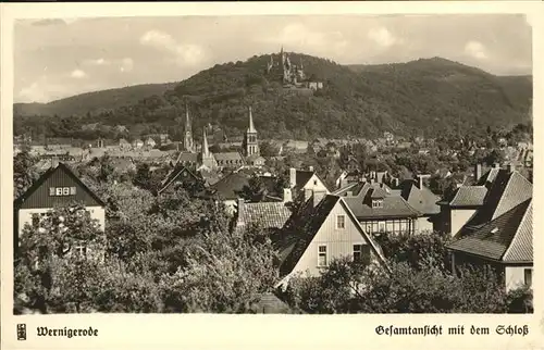 aw05834 Wernigerode Harz Gesamtansicht Schloss Kategorie. Wernigerode Alte Ansichtskarten