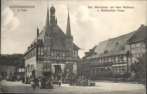 aw05852 Wernigerode Harz Marktplatz Rathaus Gothisches Haus Kategorie. Wernigerode Alte Ansichtskarten
