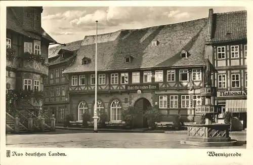 aw06168 Wernigerode Harz Rathaus Brunnen Hotel Gotisches haus Kategorie. Wernigerode Alte Ansichtskarten
