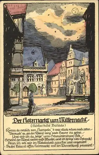 Koeln Rhein Holzmarkt um Mitternacht Kuenstlerkarte Kat. Koeln