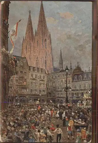 Koeln Rhein Rosenmontagszug Wallrafplatz Kuenstelkarte Karl Ruedell Kat. Koeln