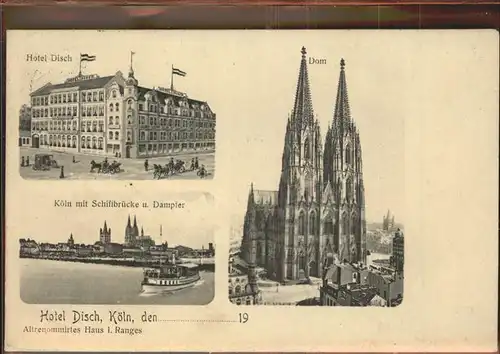 Koeln Rhein Hotel Disch Schiffsbruecke Dom Kat. Koeln