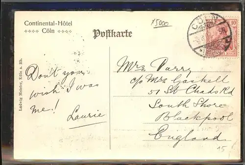Koeln Rhein Contineantal Hotel Dom Kat. Koeln