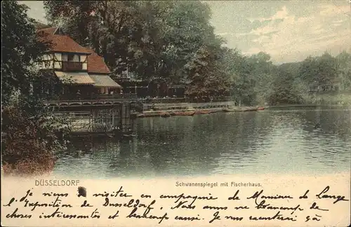 Duesseldorf Schwanenspiegel mit Fischerhaus Kat. Duesseldorf