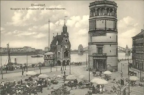 Duesseldorf Burgplatz mit Schlossturm und Duesselschloesschen Kat. Duesseldorf