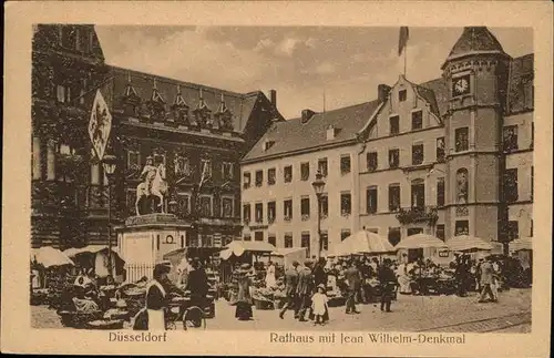 Duesseldorf Rathaus mit Jean Wilhelm Denkmal Kat. Duesseldorf