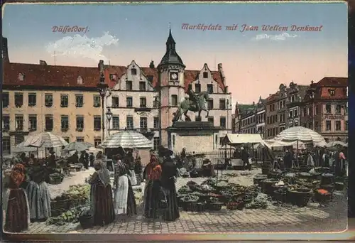 Duesseldorf Markthalle mit Jean Wellem Denkmal Kat. Duesseldorf