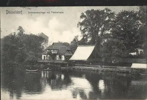 Duesseldorf Schwanenspiegel mit Fischerhaus Kat. Duesseldorf