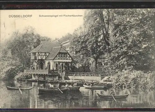 Duesseldorf Schwanenspiegel mit Fischerhaus Kat. Duesseldorf