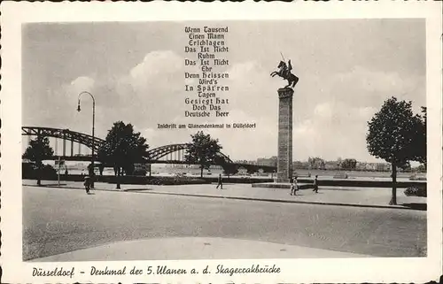 Duesseldorf Denkmal der 5. Ulanen Skagerrakbruecke Kat. Duesseldorf