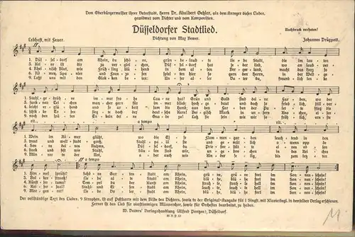 Duesseldorf Duesseldorfer Stadtlied Noten und Text Kat. Duesseldorf